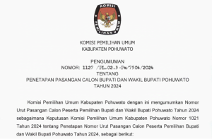 KPU Pohuwato Umumkan Hasil Undian Nomor Urut Cakada