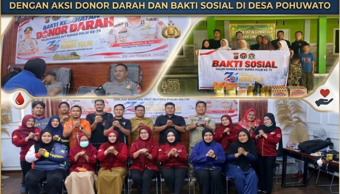 Menyebar Manfaat di HUT ke-75 Humas Polri, Polres Pohuwato Donor Darah dan Salurkan Sembako untuk Panti